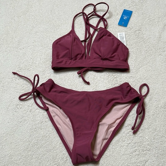 NET! Crisscross High Cut Bathing Suit with Adjustable Spaghetti Straps Sz Small - Picture 2 of 11